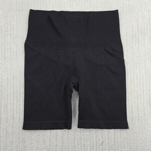 Love & Sports Shorts Womens Small Black Ribbed Seamless Biker High Waist Yoga